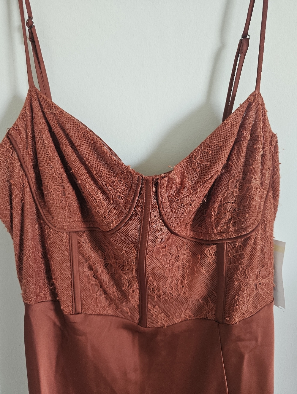Revolve Astr the Label Satin Bustier Midi Dress in Rust - Picture 3 of 7